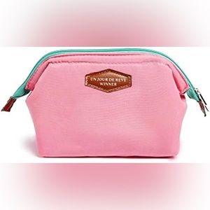 Portable Nylon Cosmetic Toiletry Case Makeup Bag Storage Holder Pouch Pink